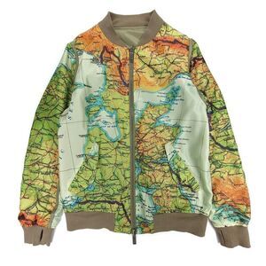 MAHARISHI Capsule Military Bomber Map Print Flight Jacket Mens Medium Gorpcore